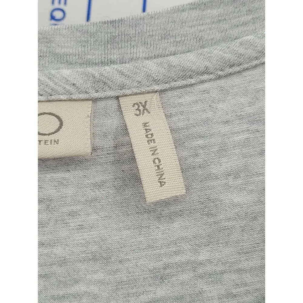 LOGO Lori Goldstein 3X Gray Knit Lace Hem Tunic Boho Layered Lagenlook Style
